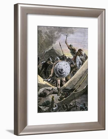 Franks under Charles Martel Attack the Saracens' Camp During the Battle of Tours, c.732-null-Framed Giclee Print