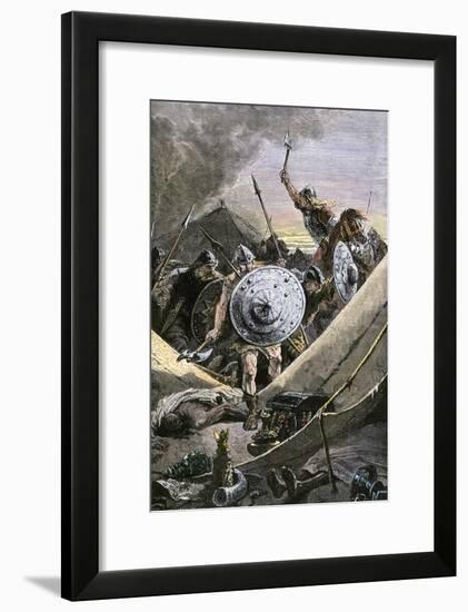 Franks under Charles Martel Attack the Saracens' Camp During the Battle of Tours, c.732-null-Framed Giclee Print