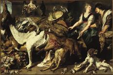 Still-Life with She-Dog and Her Puppies, as Well as a Male and Female Cook, C. 1625-Frans Snyders-Framed Giclee Print