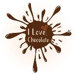 Vector Chocolate Blot with Text I Love Chocolate . Chocolate Badge Template with Chocolate Heart F-Frantisek Keclik-Art Print
