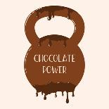 Vector Chocolate Blot with Text I Love Chocolate . Chocolate Badge Template with Chocolate Heart F-Frantisek Keclik-Stretched Canvas