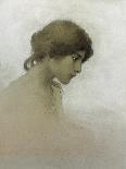 Head of a Girl (Pencil and Chalk on Paper)-Franz Dvorak-Giclee Print