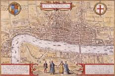 Map of the City of London and City of Westminster with Four Figures in the Foreground, C1572-Franz Hogenberg-Giclee Print