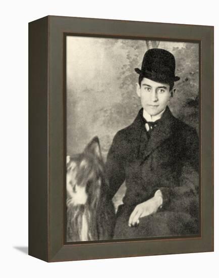 Franz Kafka with His Dog, 1910-null-Framed Premier Image Canvas