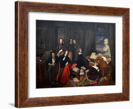 Franz Liszt Fantasizing at the Piano, 1840-Josef Danhauser-Framed Giclee Print