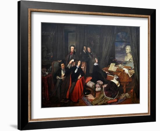 Franz Liszt Fantasizing at the Piano, 1840-Josef Danhauser-Framed Giclee Print