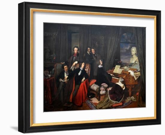 Franz Liszt Fantasizing at the Piano, 1840-Josef Danhauser-Framed Giclee Print