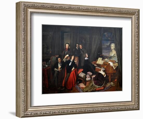 Franz Liszt Fantasizing at the Piano, 1840-Josef Danhauser-Framed Giclee Print