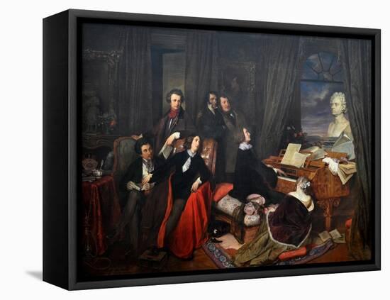 Franz Liszt Fantasizing at the Piano, 1840-Josef Danhauser-Framed Premier Image Canvas