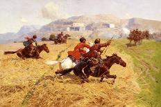 Cossacks Charging Into Battle-Franz Roubaud-Framed Giclee Print