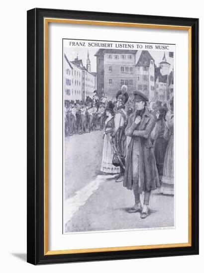 Franz Schubert Listens to His Music in the Streets of Vienna-Charles Mills Sheldon-Framed Giclee Print