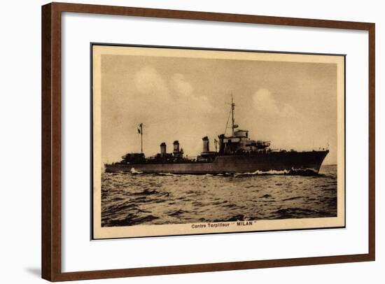 Französisches Kriegsschiff Milan, Contre Torpilleur-null-Framed Giclee Print