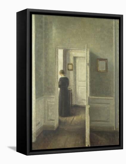 Frau in Einem Hellen Innenraum, 1913-Vilhelm Hammershoi-Framed Premier Image Canvas