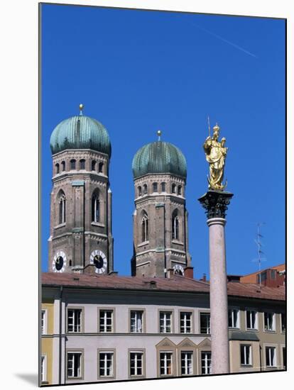 Frauenkirche Towers and Mariensaule (St. Mary's Column), Munich, Bavaria, Germany-Yadid Levy-Mounted Photographic Print