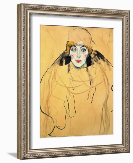 Frauenkopf-Female head,1917 / 18 67 x 56 cm.-Gustav Klimt-Framed Giclee Print