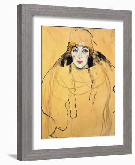 Frauenkopf-Female head,1917 / 18 67 x 56 cm.-Gustav Klimt-Framed Giclee Print