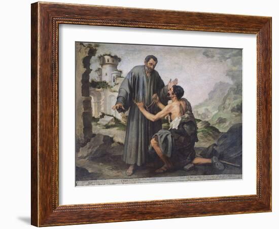 Fray Ginepero and the Poor Man-Bartolome Esteban Murillo-Framed Giclee Print