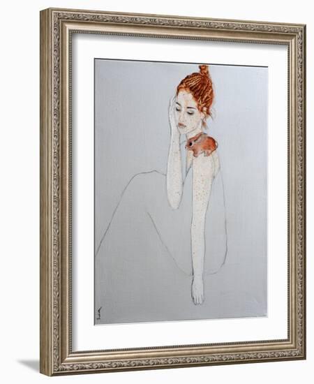 Freckled Lady with Baby Rabbit, 2016-Susan Adams-Framed Giclee Print