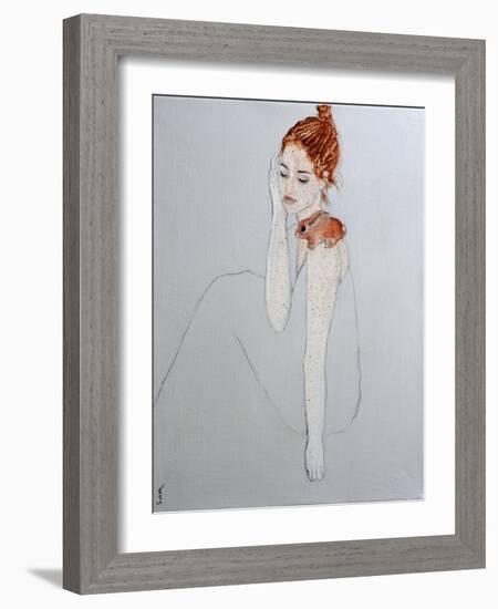 Freckled Lady with Baby Rabbit, 2016-Susan Adams-Framed Giclee Print