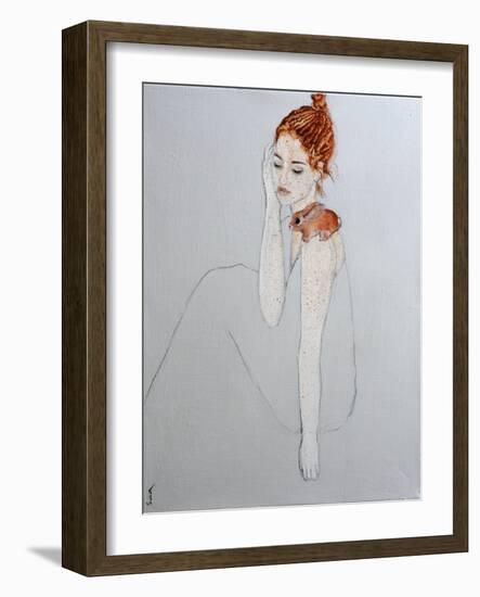 Freckled Lady with Baby Rabbit, 2016-Susan Adams-Framed Giclee Print