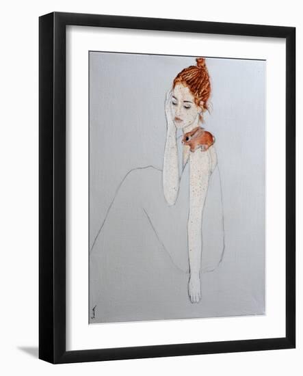 Freckled Lady with Baby Rabbit, 2016-Susan Adams-Framed Giclee Print