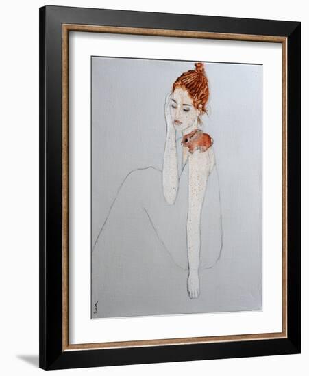 Freckled Lady with Baby Rabbit, 2016-Susan Adams-Framed Giclee Print