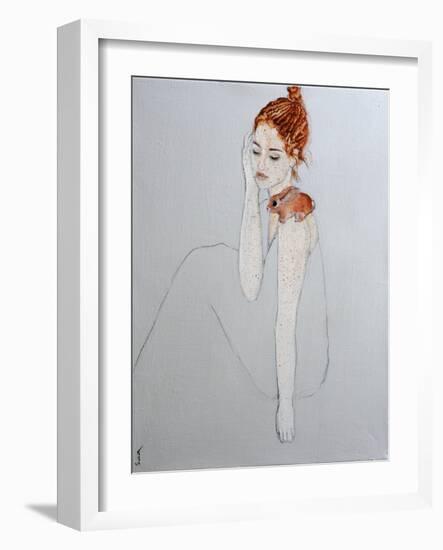 Freckled Lady with Baby Rabbit, 2016-Susan Adams-Framed Giclee Print