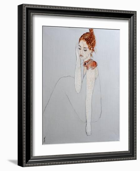 Freckled Lady with Baby Rabbit, 2016-Susan Adams-Framed Giclee Print