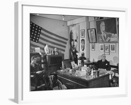 Fred Bays Sitting at His Desk at the Democratic State Headquarters-Hansel Mieth-Framed Premium Photographic Print