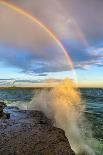 USA, New York, Lake Ontario, Clark's Point. Double rainbow over lake.-Fred Lord-Photographic Print