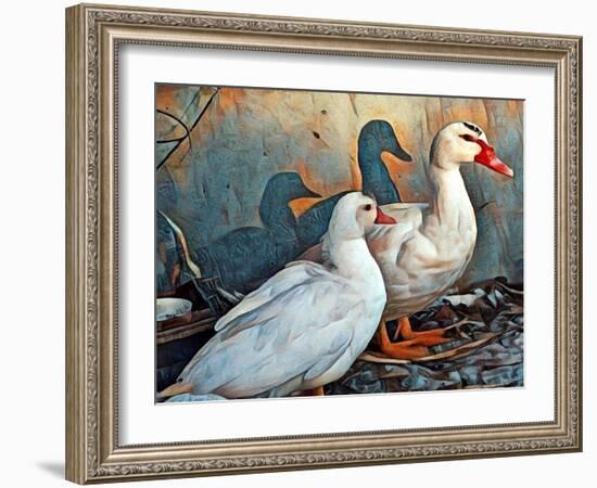 Fred & Lucy Duck Family-sylvia pimental-Framed Art Print