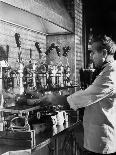 Waiter Using Espresso Machine in Restaurant at Cafe Partenopea-Fred Lyon-Photographic Print