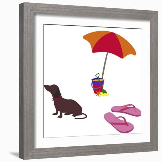 Fred With Beach Umbrella-Cindy Wider-Framed Giclee Print