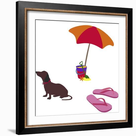 Fred With Beach Umbrella-Cindy Wider-Framed Giclee Print