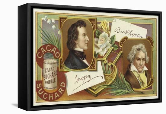 Frederic Chopin and Ludwig Van Beethoven-European School-Framed Premier Image Canvas