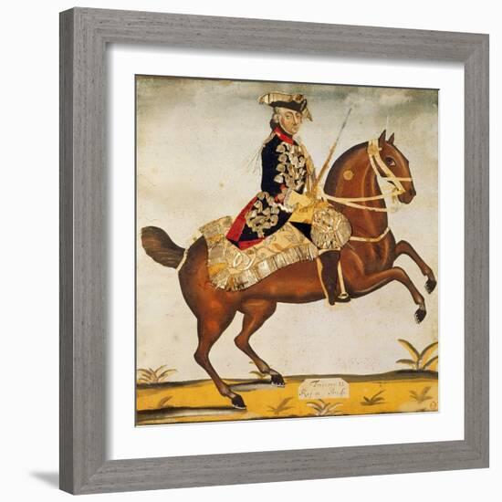 Frederic Ii the Great (1712-1786) King of Prussia (Watercolour and Gold Leaf)-German-Framed Giclee Print