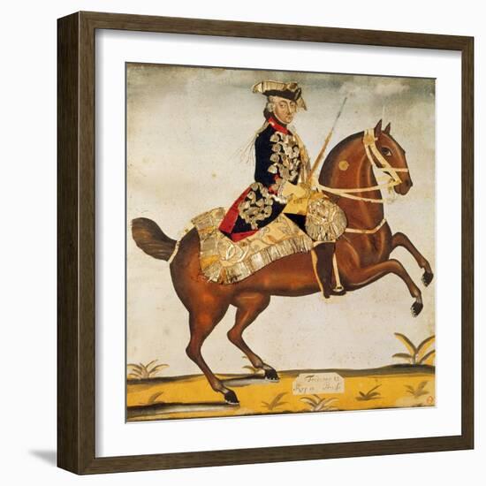 Frederic Ii the Great (1712-1786) King of Prussia (Watercolour and Gold Leaf)-German-Framed Giclee Print