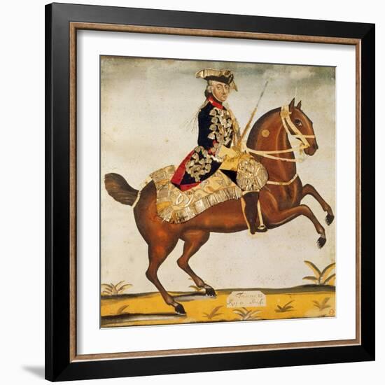 Frederic Ii the Great (1712-1786) King of Prussia (Watercolour and Gold Leaf)-German-Framed Giclee Print