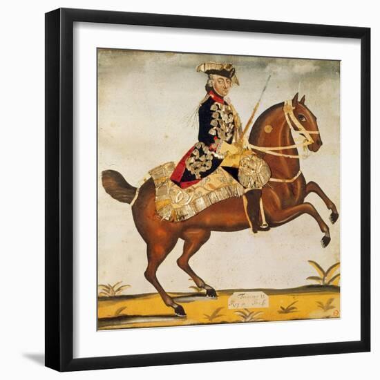 Frederic Ii the Great (1712-1786) King of Prussia (Watercolour and Gold Leaf)-German-Framed Giclee Print