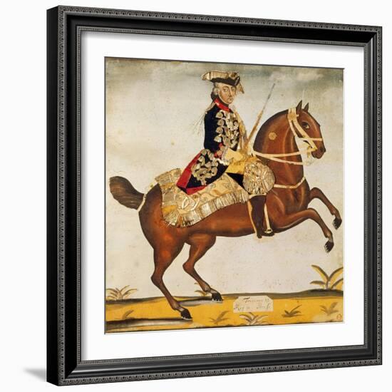 Frederic Ii the Great (1712-1786) King of Prussia (Watercolour and Gold Leaf)-German-Framed Giclee Print