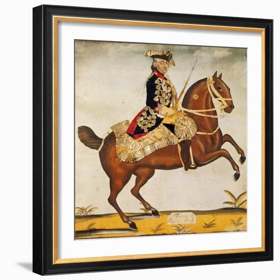 Frederic Ii the Great (1712-1786) King of Prussia (Watercolour and Gold Leaf)-German-Framed Giclee Print