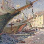 View of a Mediterranean Port, 1913 (Oil on Canvas)-Frederic Montenard-Giclee Print