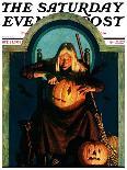 "Witch Carving Pumpkin," Saturday Evening Post Cover, October 27, 1928-Frederic Stanley-Giclee Print