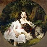 A Young Girl Resting in a Landscape with Her Dog-Frederich August Kaulbach-Framed Giclee Print