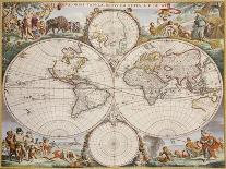 World Map from Atlas Maior, C.1705-Frederick de Wit-Mounted Giclee Print