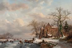 Winter Landscape with Figures Playing on the Ice, 1868-Frederick Marianus Kruseman-Giclee Print