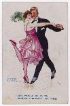 Girl Kicks up Her Heel as She Dances Cheek-To-Cheek-Frederick Spurgeon-Framed Stretched Canvas