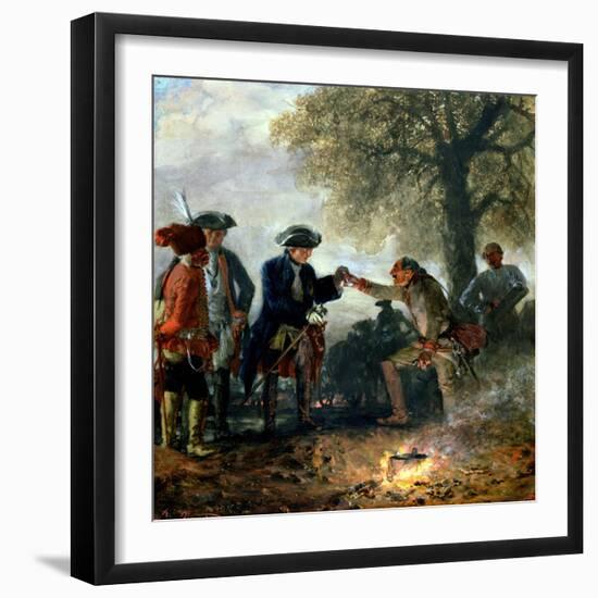 Frederick the Great (1744-97) with Zieten at the Camp, 1852-Adolph von Menzel-Framed Giclee Print