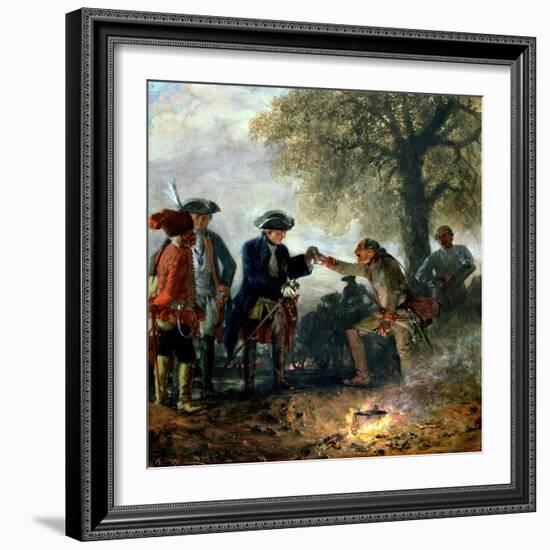 Frederick the Great (1744-97) with Zieten at the Camp, 1852-Adolph von Menzel-Framed Giclee Print