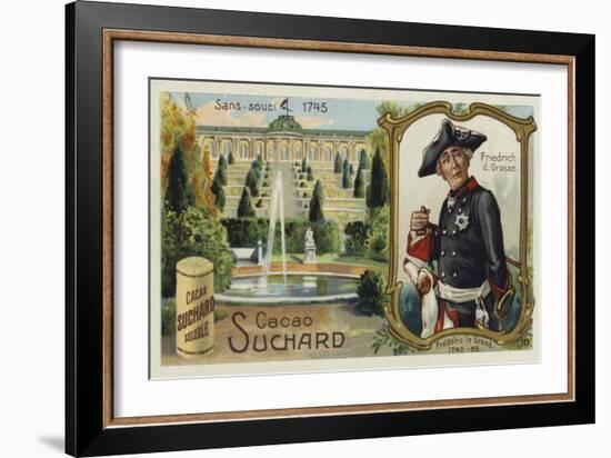 Frederick the Great, King of Prussia, and the Palace of Sanssouci, Potsdam-European School-Framed Giclee Print